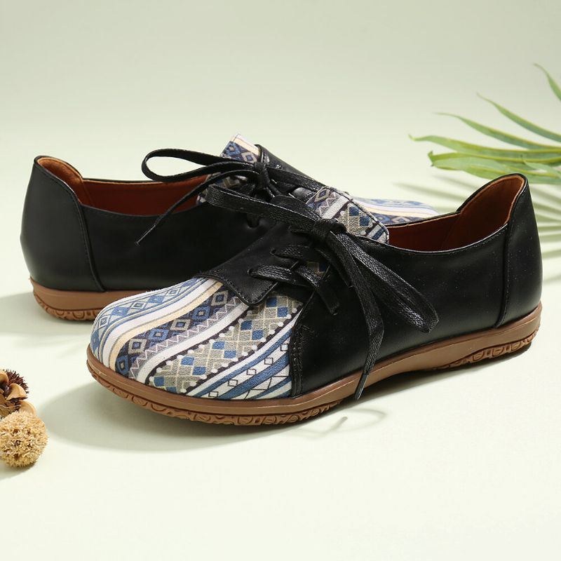 Dame Mønster Splejsning Dekor Non-slip Comfy Flat Loafers