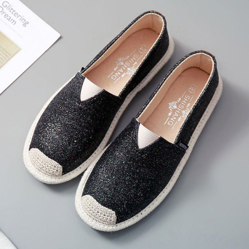 Dame Pailletter Dekor Elastik Blødt Behagelig Casual Fisherman Flats Sko