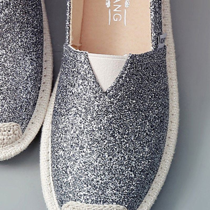 Dame Pailletter Dekor Elastik Blødt Behagelig Casual Fisherman Flats Sko