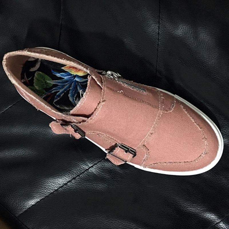 Dame Plus Size Metalspænde Lynlås Dekoration Slip On Canvas Uformelle Daglige Lejligheder