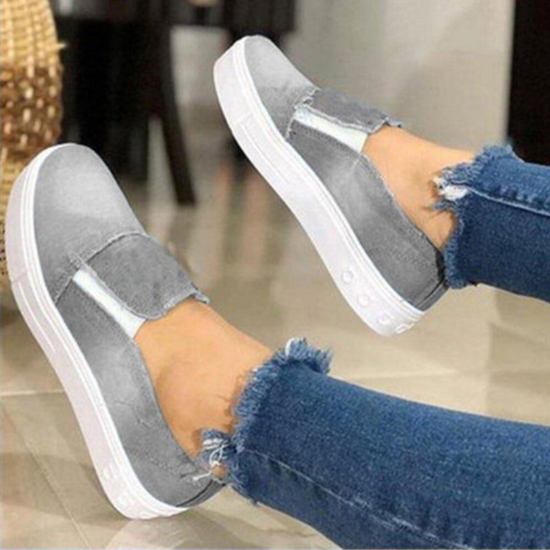 Dame Plus Size Slip On Canvas Elastikbånd Casual Daily Canvas Flats