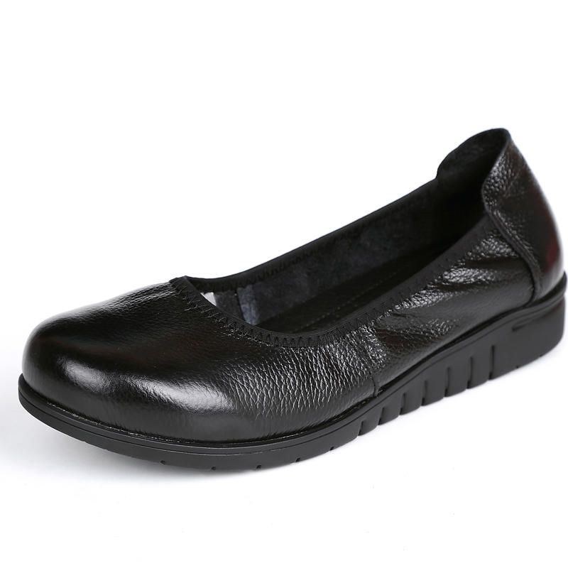 Dame Ren Farve Komfortable Bløde Slip-on Flats Sko