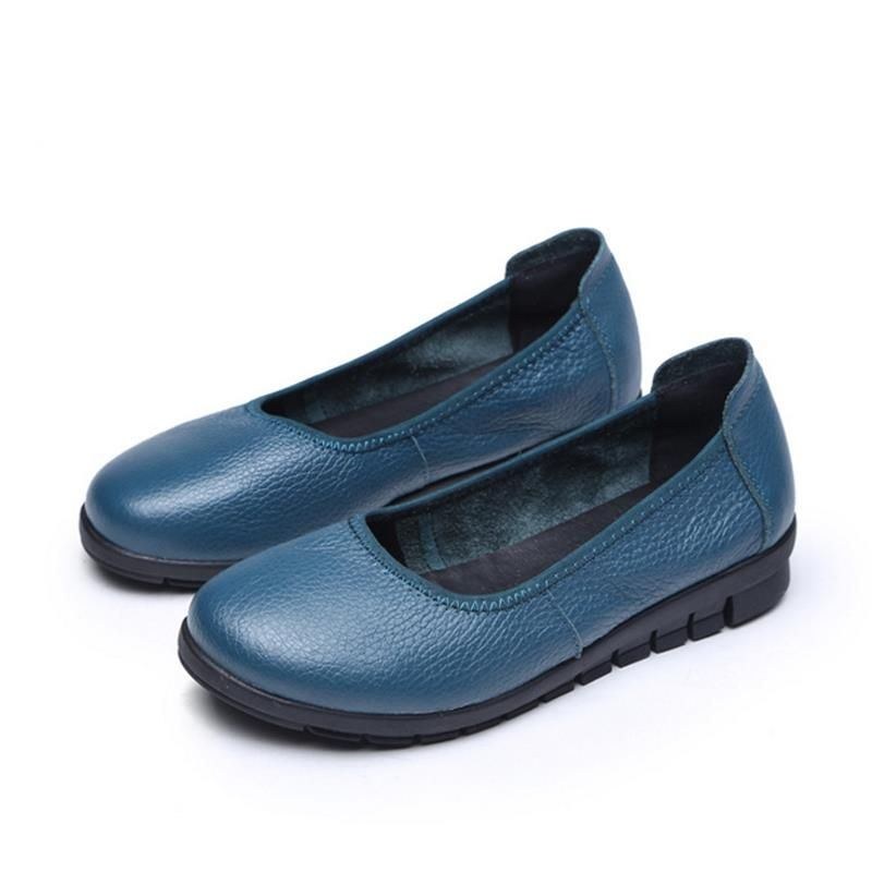 Dame Ren Farve Komfortable Bløde Slip-on Flats Sko