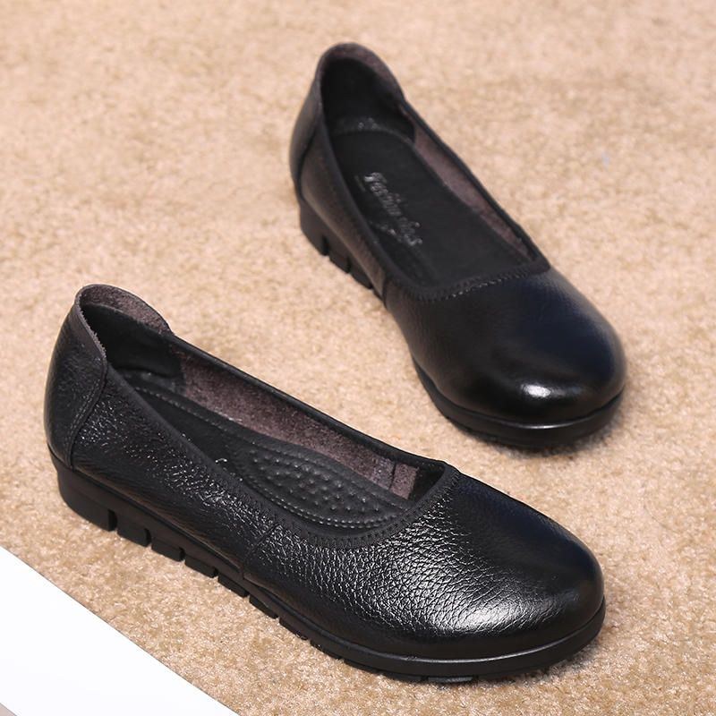 Dame Ren Farve Komfortable Bløde Slip-on Flats Sko