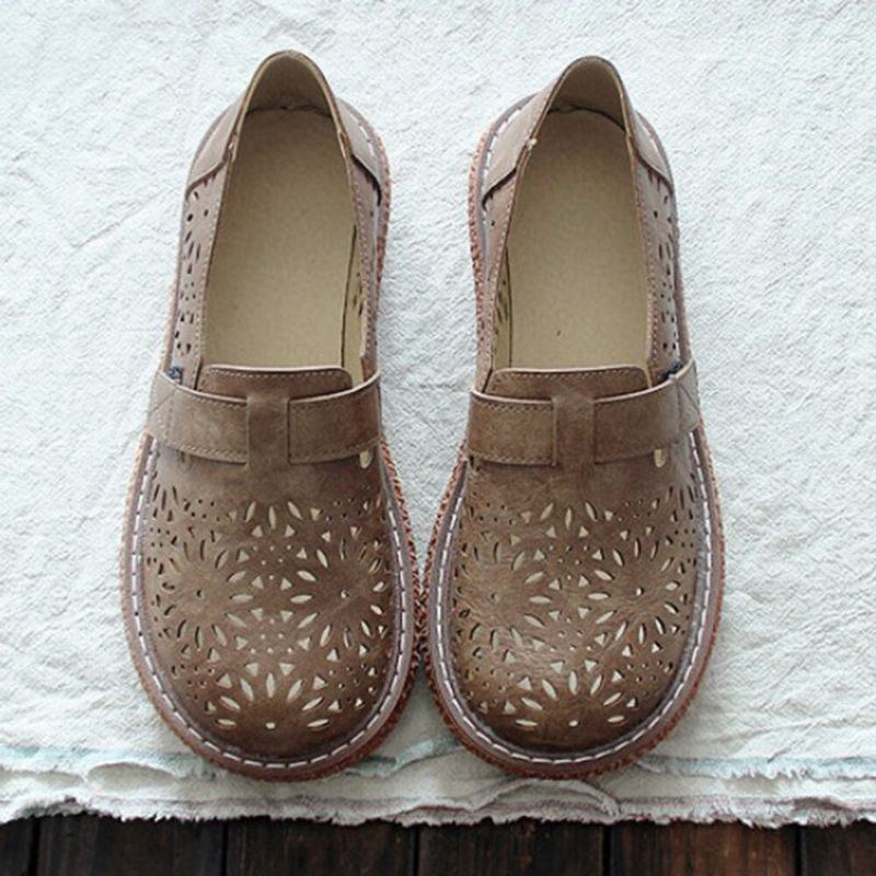 Dame Retro Casual Slip On Rund Toe Åndbar Slidstærk Loafers Sko