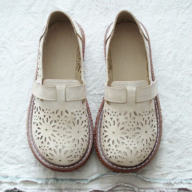 Dame Retro Casual Slip On Rund Toe Åndbar Slidstærk Loafers Sko