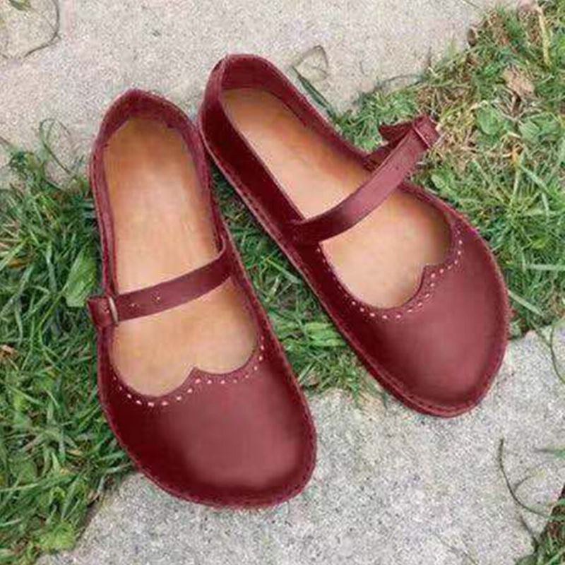 Dame Retro Large Størrelse Comfy Spænde Casual Spring Flats Loafers