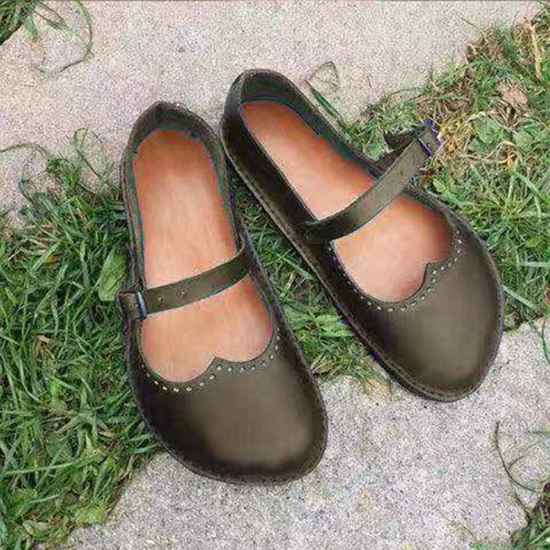 Dame Retro Large Størrelse Comfy Spænde Casual Spring Flats Loafers