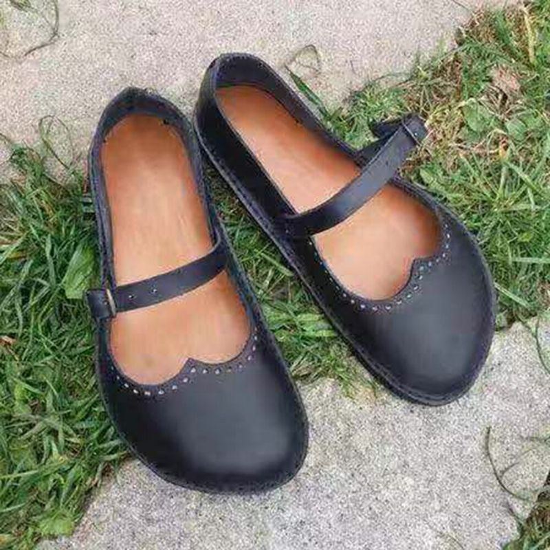 Dame Retro Large Størrelse Comfy Spænde Casual Spring Flats Loafers