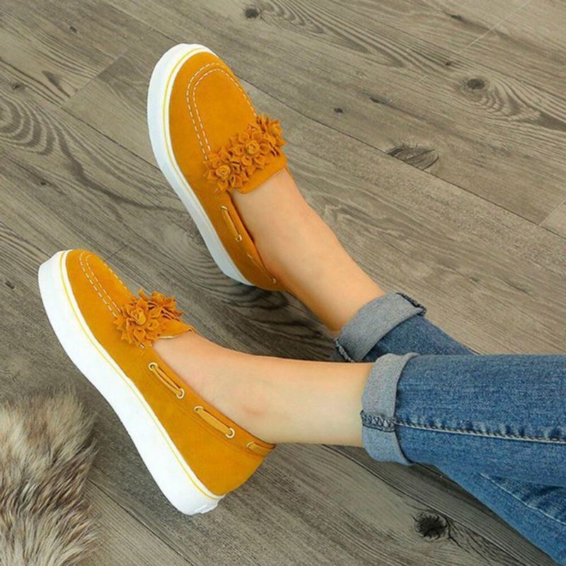 Dame Ruskind Flower Comfy Foring Simple Solid Casual Loafers Sko