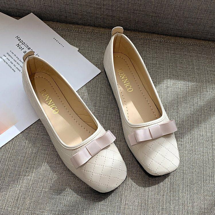 Dame Sløjfe Decor Behagelig Firkantet Tå Blød Sål Casual Slip On Loafers