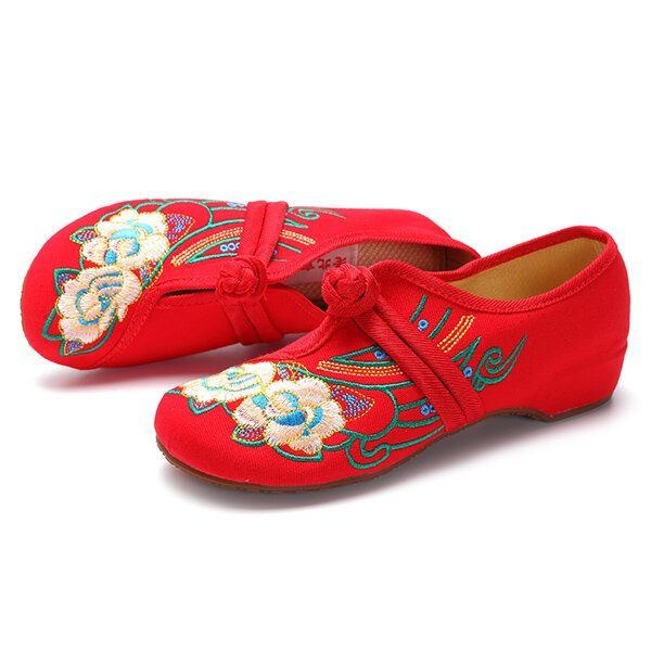 Dame Snøretøj Kinesisk Broderede Flower Flower Loafers