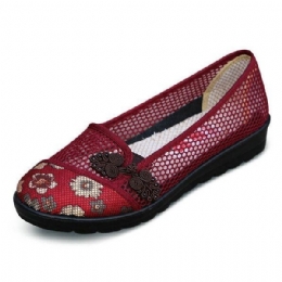 Dame Sommer Fritid Chic Sko Åndbar Slip-on Mesh Sved Absorption Flats Sko