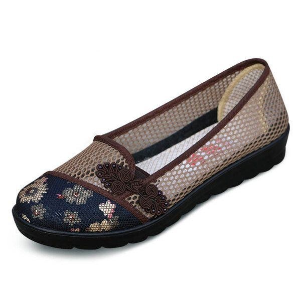 Dame Sommer Fritid Chic Sko Åndbar Slip-on Mesh Sved Absorption Flats Sko