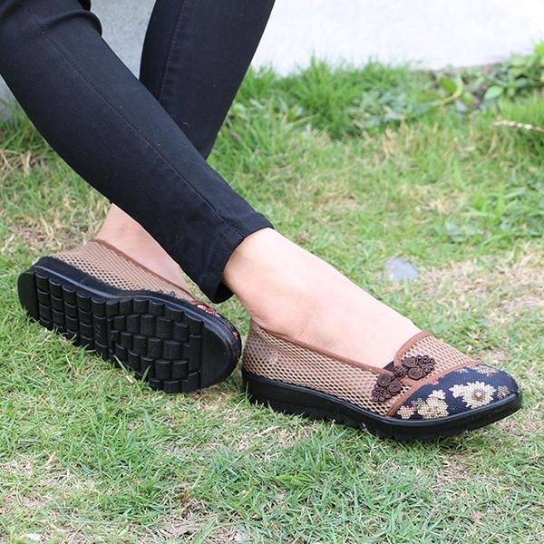 Dame Sommer Fritid Chic Sko Åndbar Slip-on Mesh Sved Absorption Flats Sko