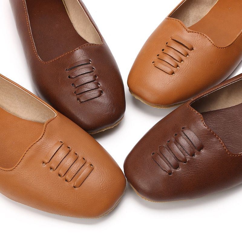 Dame Square Toe Comfy Lightweight Slip On Loafers