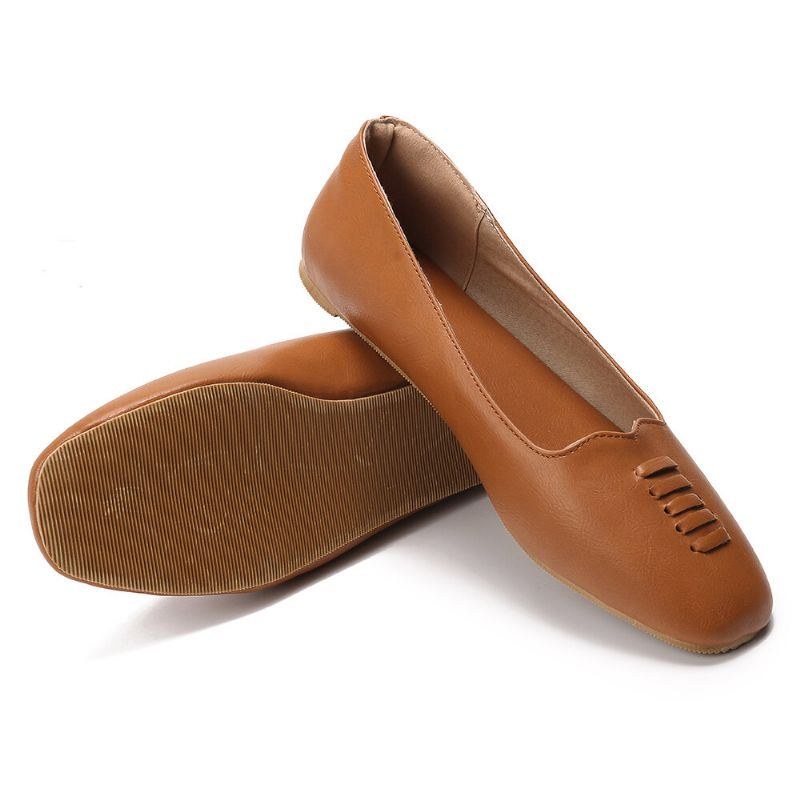 Dame Square Toe Comfy Lightweight Slip On Loafers