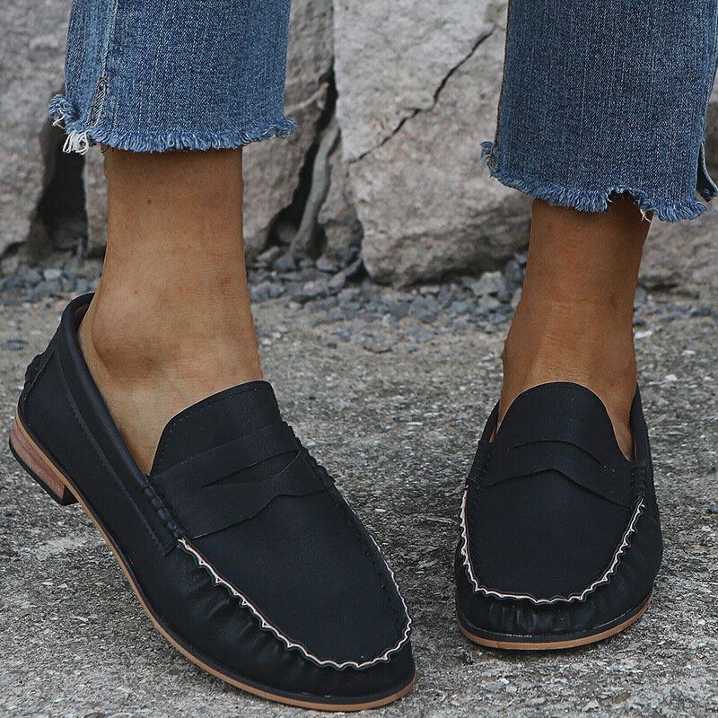 Dame Stor Størrelse Comfy Soild Slip On Casual Flats Loafers