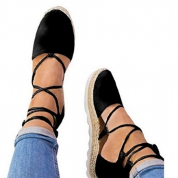 Dame Strappy Espadrilles Plus Size Casual Ensfarvet Sommer Platform Sandaler