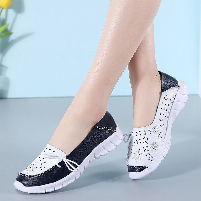 Dame Stricing Flowers Hollow Sports Non-slip Casual Loafers