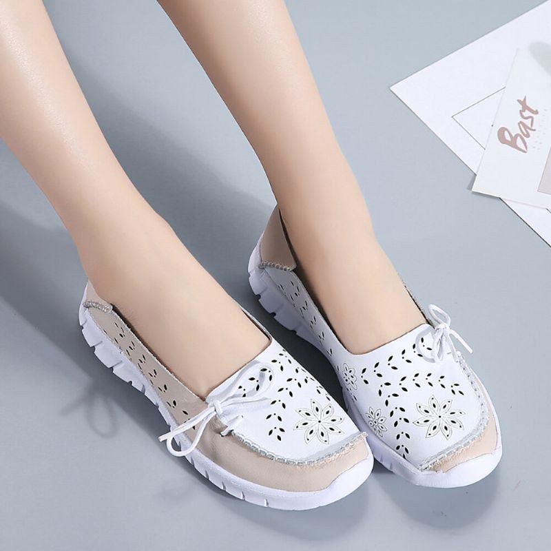 Dame Stricing Flowers Hollow Sports Non-slip Casual Loafers