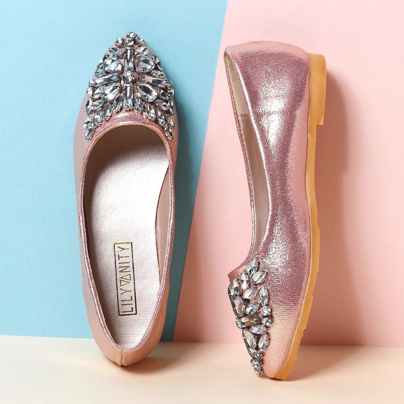 Dame Sweet Rhinestone Damer Letvægts Rhinestone Dressy Flats