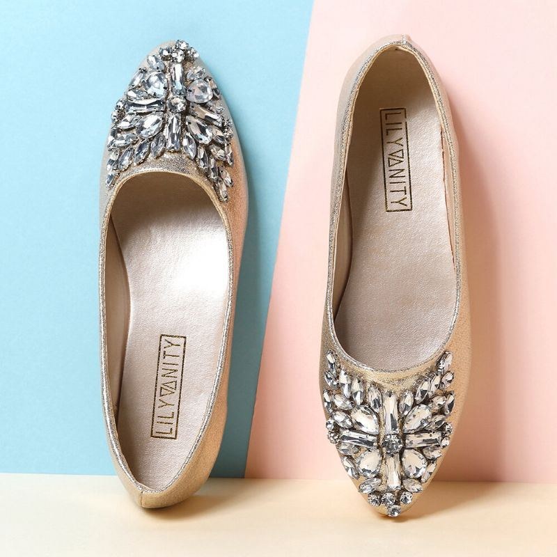 Dame Sweet Rhinestone Damer Letvægts Rhinestone Dressy Flats