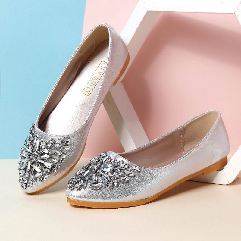 Dame Sweet Rhinestone Damer Letvægts Rhinestone Dressy Flats