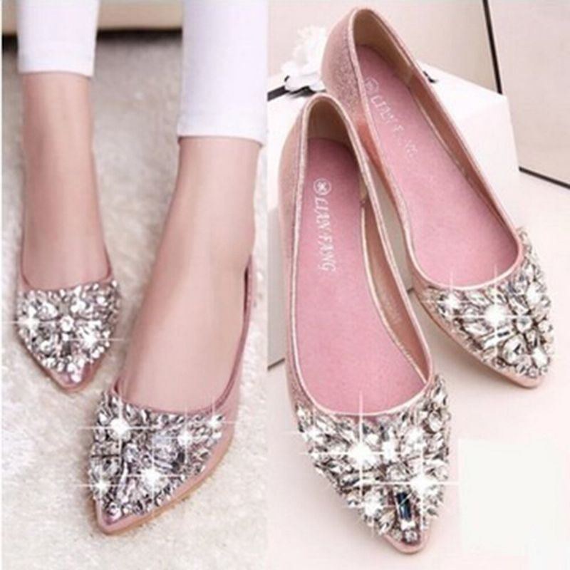 Dame Sweet Rhinestone Damer Letvægts Rhinestone Dressy Flats