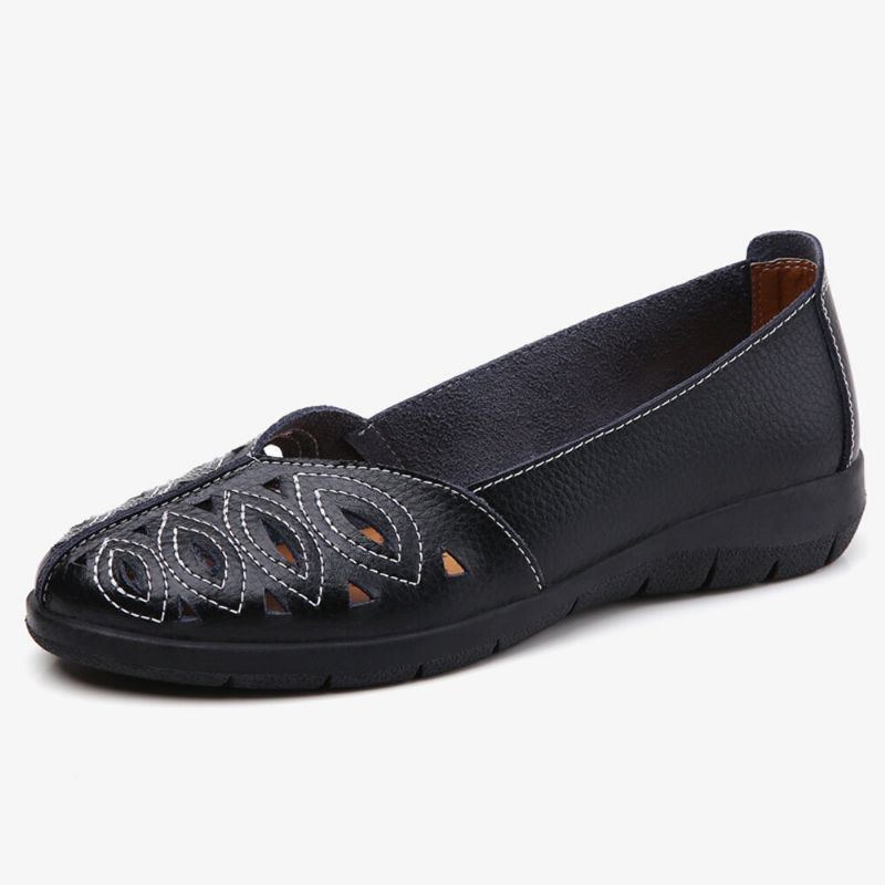 Dame Syning Blomster Hule Skridsikre Casual Slip On Loafers