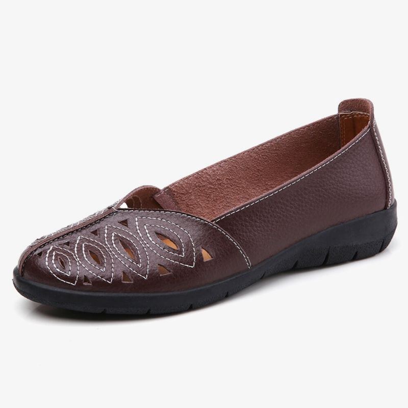 Dame Syning Blomster Hule Skridsikre Casual Slip On Loafers