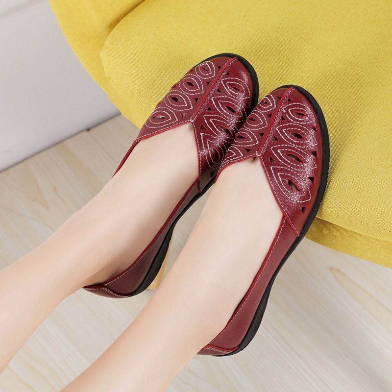 Dame Syning Blomster Hule Skridsikre Casual Slip On Loafers