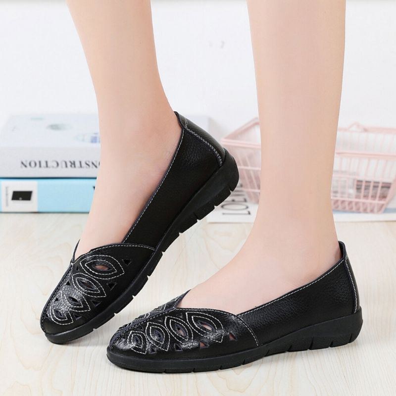 Dame Syning Blomster Hule Skridsikre Casual Slip On Loafers