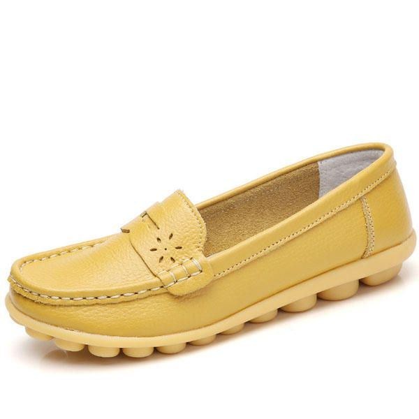 Dame Us Størrelse 5-13 Pure Color Blød Sål Rund Tå Slip On Flat Loafers