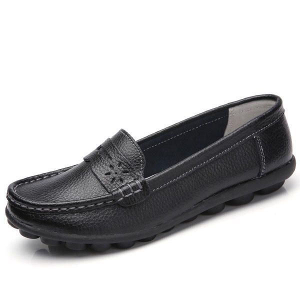 Dame Us Størrelse 5-13 Pure Color Blød Sål Rund Tå Slip On Flat Loafers