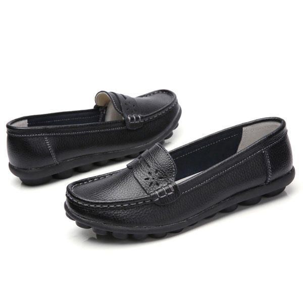 Dame Us Størrelse 5-13 Pure Color Blød Sål Rund Tå Slip On Flat Loafers