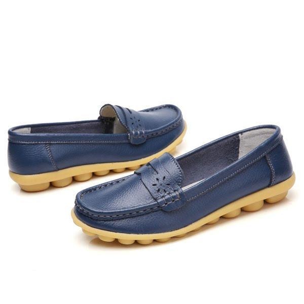 Dame Us Størrelse 5-13 Pure Color Blød Sål Rund Tå Slip On Flat Loafers