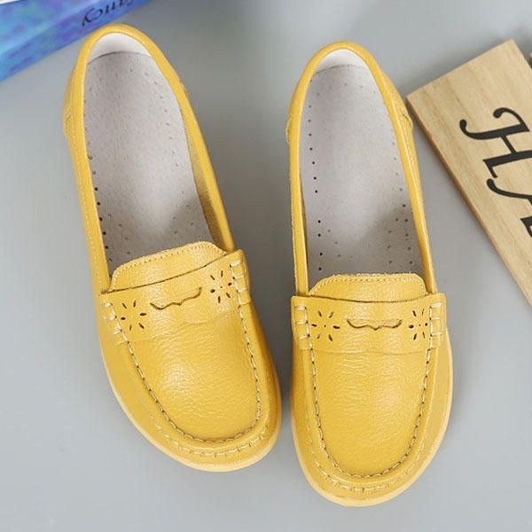 Dame Us Størrelse 5-13 Pure Color Blød Sål Rund Tå Slip On Flat Loafers