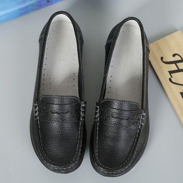 Dame Us Størrelse 5-13 Pure Color Blød Sål Rund Tå Slip On Flat Loafers