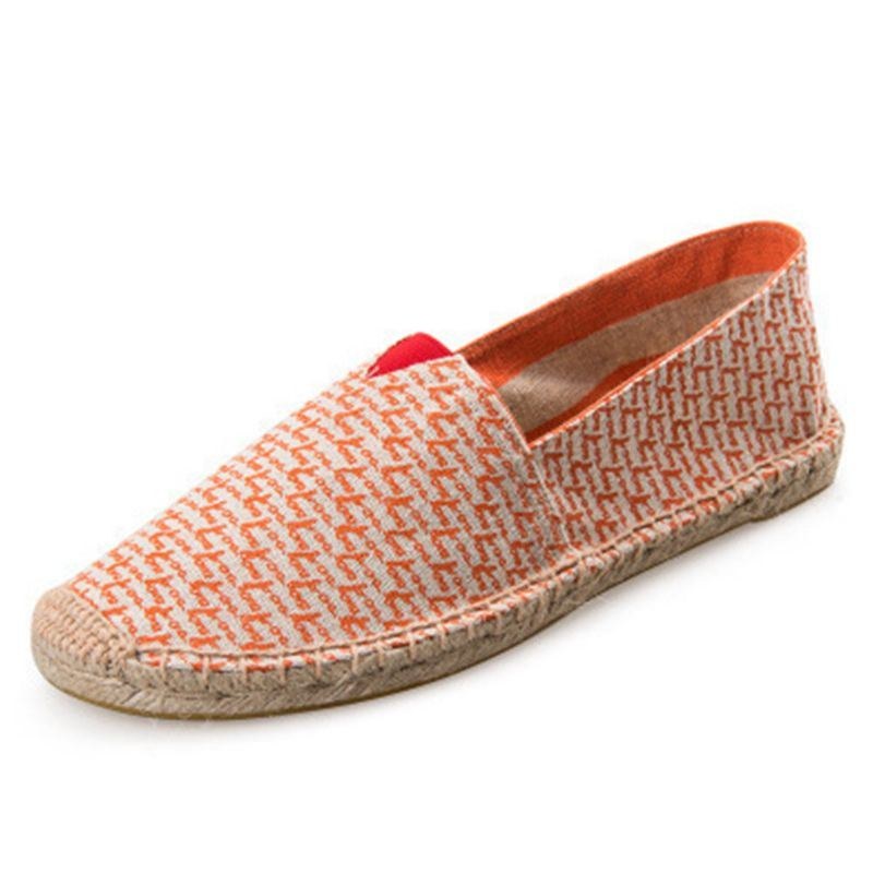 Damer Large Størrelse Ensfarvet Slip-on Espadrilles Fisherman Flat Shoes