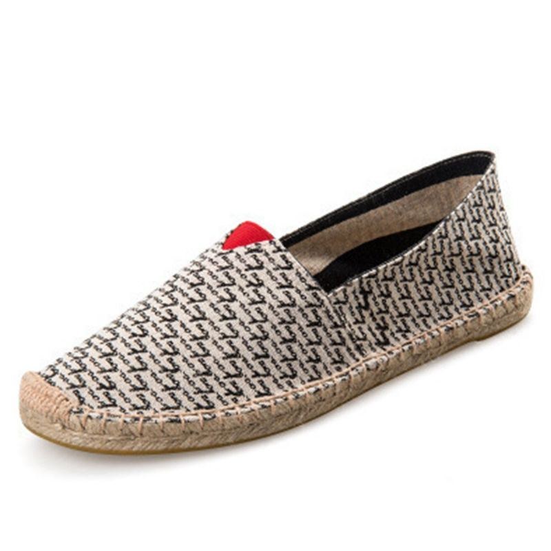 Damer Large Størrelse Ensfarvet Slip-on Espadrilles Fisherman Flat Shoes