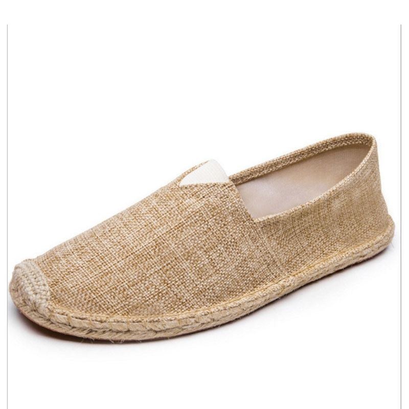 Damer Large Størrelse Ensfarvet Slip-on Espadrilles Fisherman Flat Shoes