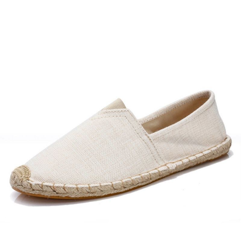 Damer Large Størrelse Ensfarvet Slip-on Espadrilles Fisherman Flat Shoes