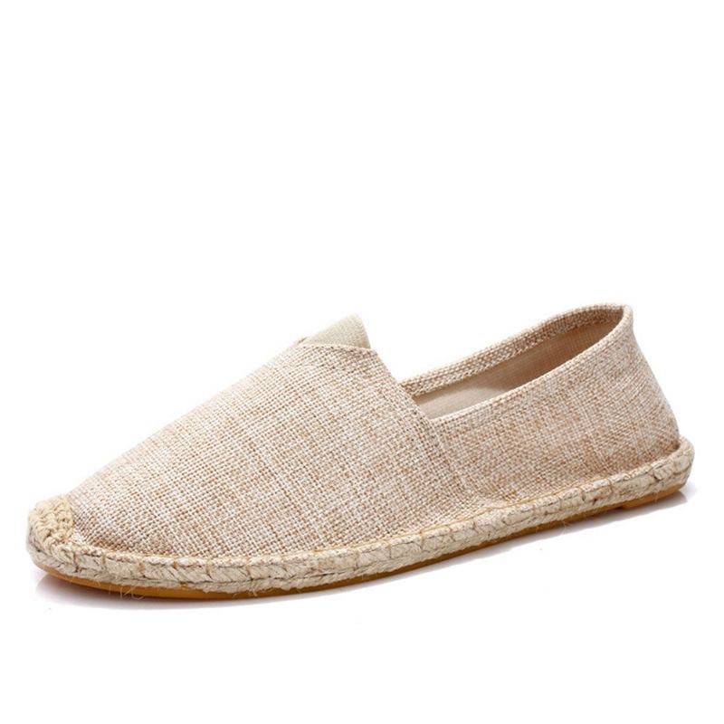 Damer Large Størrelse Ensfarvet Slip-on Espadrilles Fisherman Flat Shoes