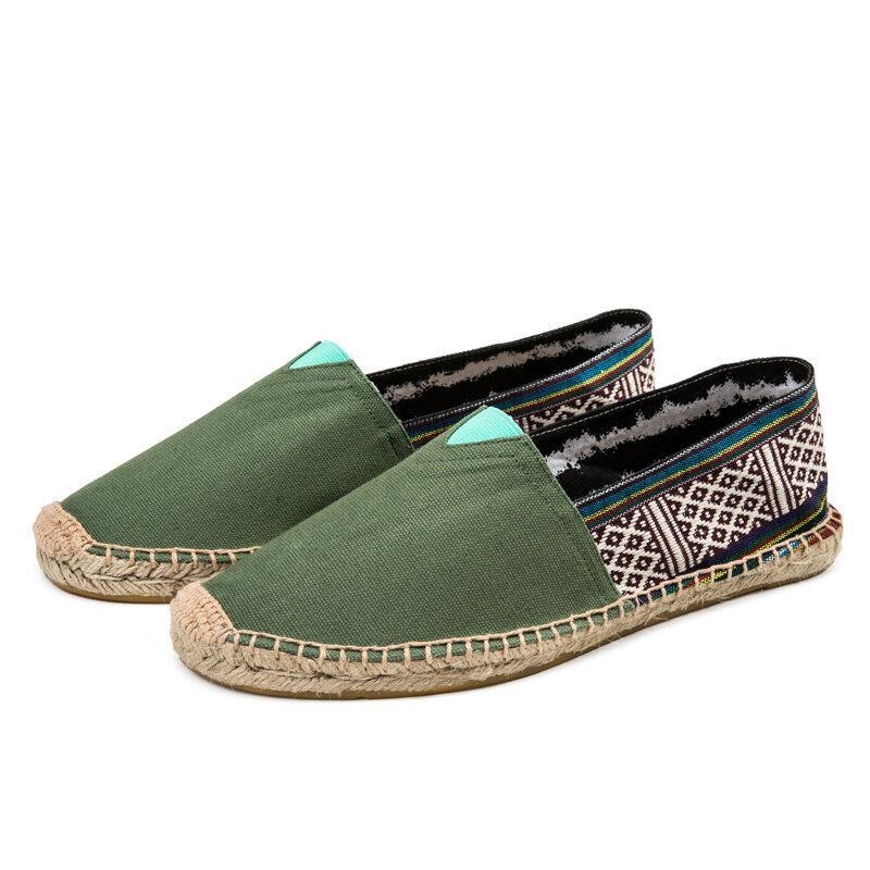 Damer Large Størrelse Etnisk Stil Linned Slip-on Espadrille Fisherman's Shoes