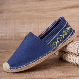 Etnisk Splejsning Til Kvinder Farverigt Stribet Linned Behagelig Åndbar Slip On Casual Espadrille Flade Sko