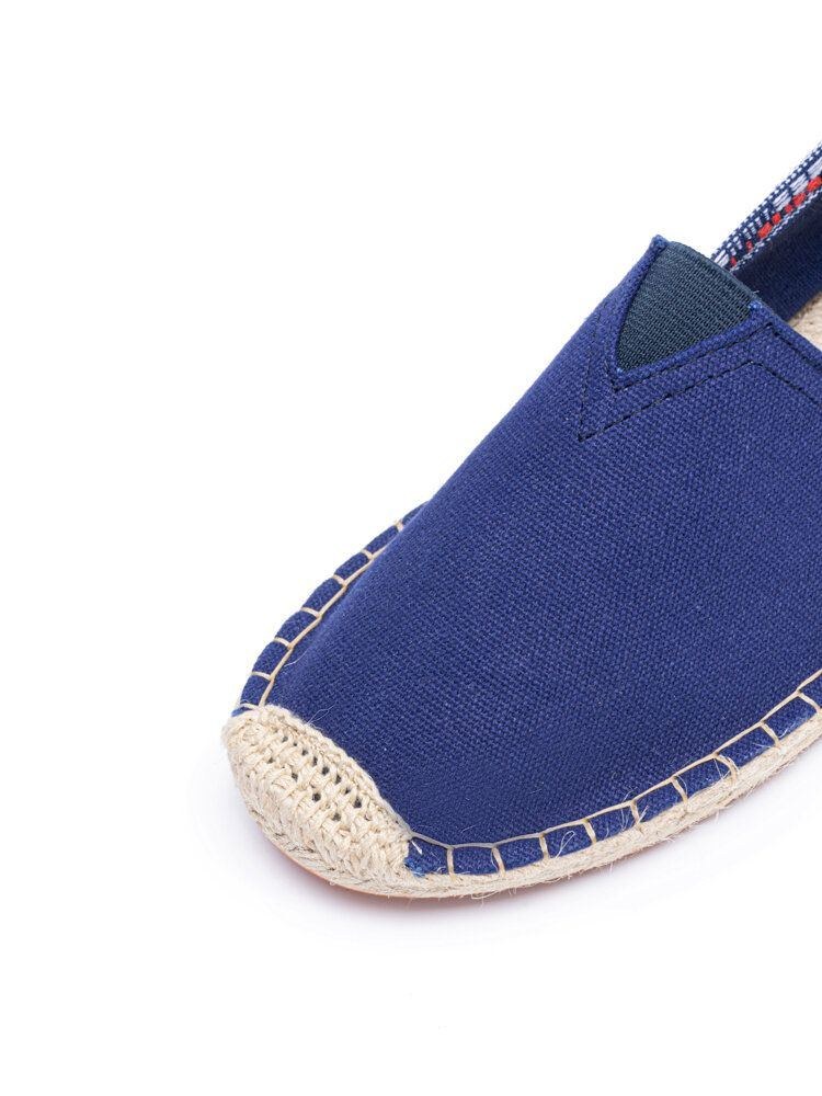 Etnisk Splejsning Til Kvinder Farverigt Stribet Linned Behagelig Åndbar Slip On Casual Espadrille Flade Sko