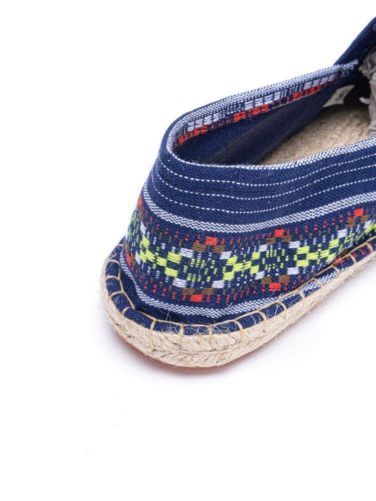 Etnisk Splejsning Til Kvinder Farverigt Stribet Linned Behagelig Åndbar Slip On Casual Espadrille Flade Sko