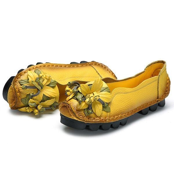 Håndlavede Blomsterloafers I Ægte Læder Til Kvinder