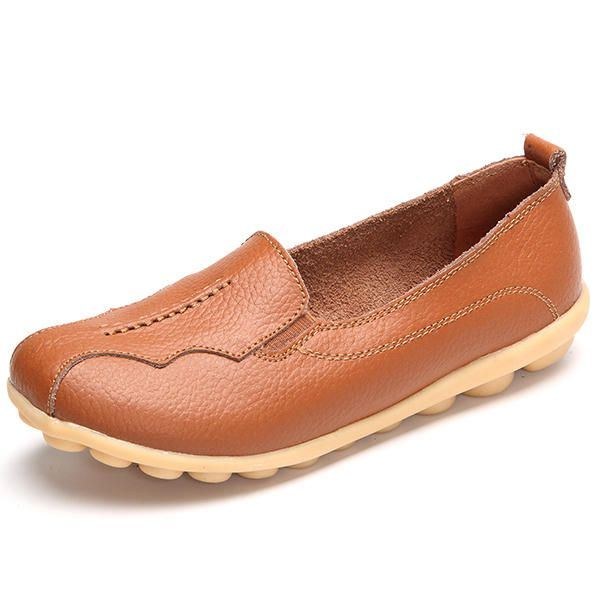 Kvinders Rund Tå Blød Sål Slip On Flat Loafers